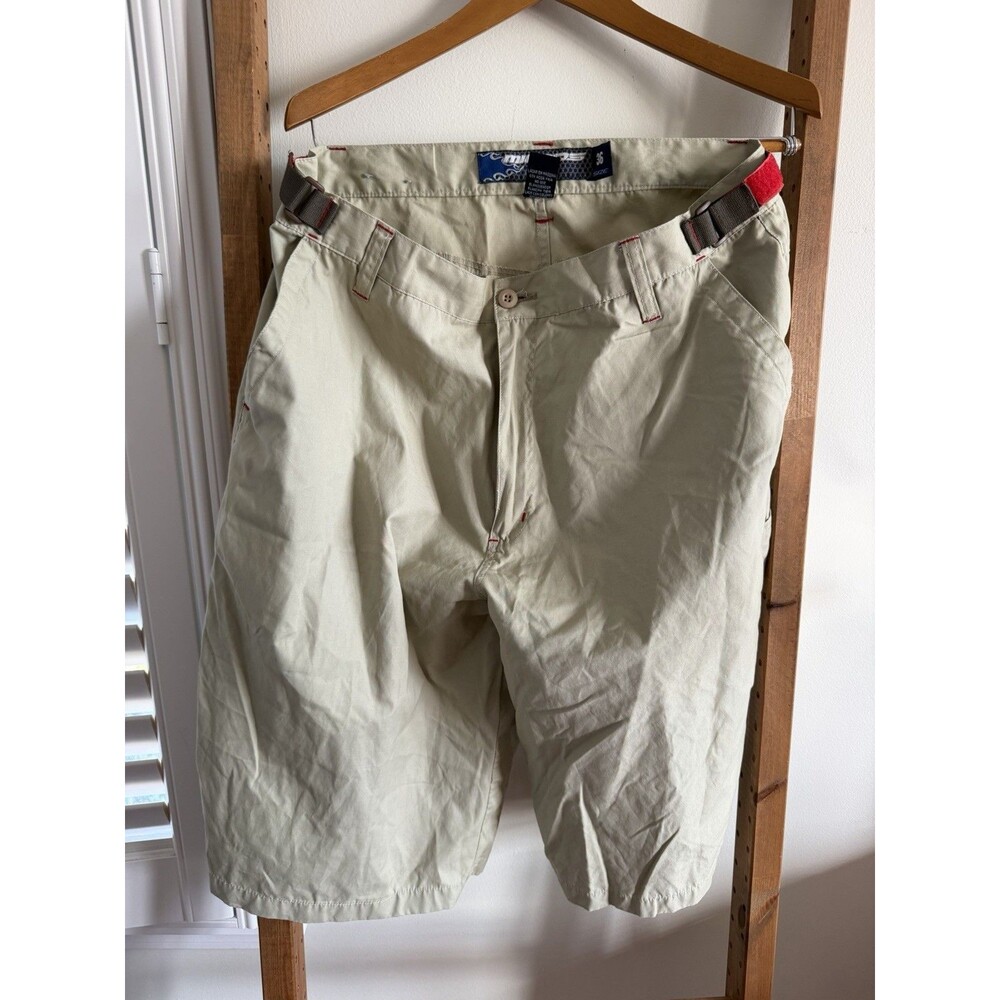 Vintage 90s Y2K MICROS Rave Shorts Size 36 Cargo Baggy Beige Tan